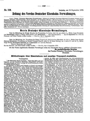 Zeitung des Vereins Deutscher Eisenbahnverwaltungen (Eisenbahn-Zeitung) Montag 16. September 1872