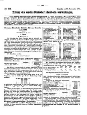 Zeitung des Vereins Deutscher Eisenbahnverwaltungen (Eisenbahn-Zeitung) Mittwoch 25. September 1872