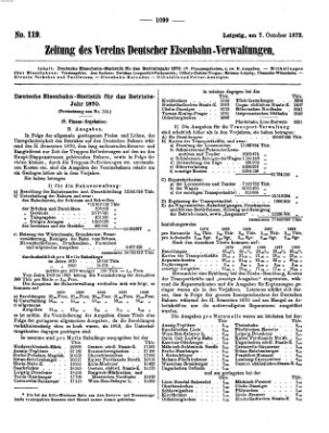 Zeitung des Vereins Deutscher Eisenbahnverwaltungen (Eisenbahn-Zeitung) Montag 7. Oktober 1872