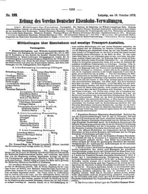 Zeitung des Vereins Deutscher Eisenbahnverwaltungen (Eisenbahn-Zeitung) Mittwoch 16. Oktober 1872