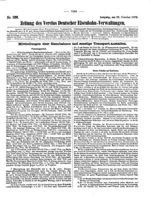 Zeitung des Vereins Deutscher Eisenbahnverwaltungen (Eisenbahn-Zeitung) Mittwoch 23. Oktober 1872