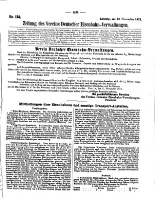 Zeitung des Vereins Deutscher Eisenbahnverwaltungen (Eisenbahn-Zeitung) Mittwoch 13. November 1872