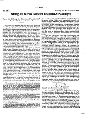 Zeitung des Vereins Deutscher Eisenbahnverwaltungen (Eisenbahn-Zeitung) Mittwoch 20. November 1872