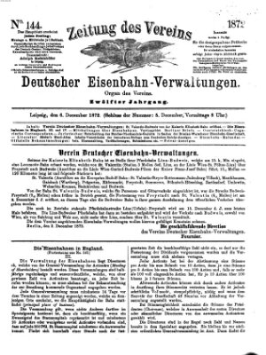 Zeitung des Vereins Deutscher Eisenbahnverwaltungen (Eisenbahn-Zeitung) Freitag 6. Dezember 1872