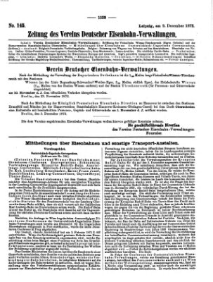 Zeitung des Vereins Deutscher Eisenbahnverwaltungen (Eisenbahn-Zeitung) Montag 9. Dezember 1872