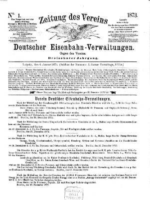 Zeitung des Vereins Deutscher Eisenbahnverwaltungen (Eisenbahn-Zeitung) Samstag 4. Januar 1873