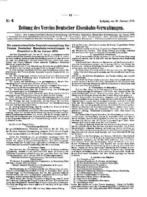 Zeitung des Vereins Deutscher Eisenbahnverwaltungen (Eisenbahn-Zeitung) Montag 20. Januar 1873