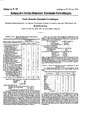 Zeitung des Vereins Deutscher Eisenbahnverwaltungen (Eisenbahn-Zeitung) Freitag 28. Februar 1873