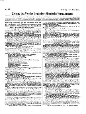 Zeitung des Vereins Deutscher Eisenbahnverwaltungen (Eisenbahn-Zeitung) Montag 3. März 1873