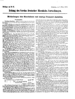 Zeitung des Vereins Deutscher Eisenbahnverwaltungen (Eisenbahn-Zeitung) Montag 3. März 1873
