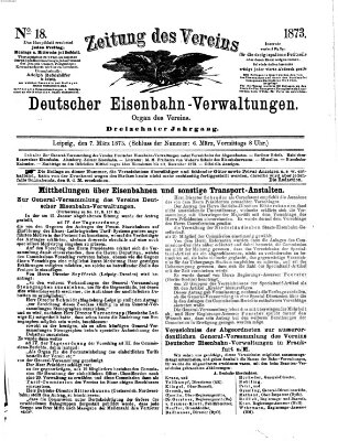 Zeitung des Vereins Deutscher Eisenbahnverwaltungen (Eisenbahn-Zeitung) Freitag 7. März 1873