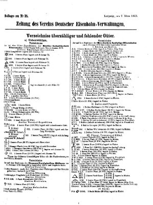 Zeitung des Vereins Deutscher Eisenbahnverwaltungen (Eisenbahn-Zeitung) Freitag 7. März 1873