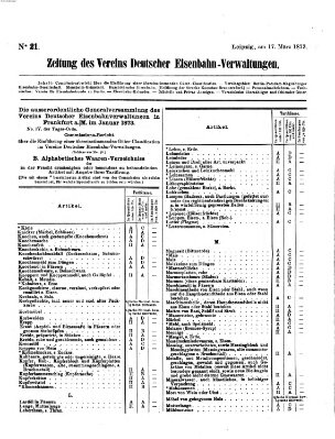 Zeitung des Vereins Deutscher Eisenbahnverwaltungen (Eisenbahn-Zeitung) Montag 17. März 1873