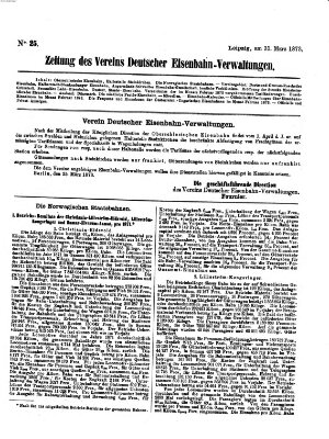 Zeitung des Vereins Deutscher Eisenbahnverwaltungen (Eisenbahn-Zeitung) Montag 31. März 1873