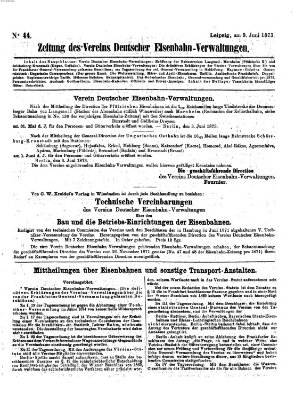 Zeitung des Vereins Deutscher Eisenbahnverwaltungen (Eisenbahn-Zeitung) Montag 9. Juni 1873