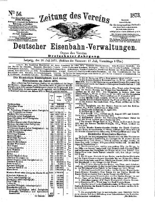 Zeitung des Vereins Deutscher Eisenbahnverwaltungen (Eisenbahn-Zeitung) Freitag 18. Juli 1873