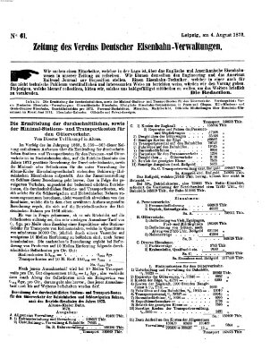 Zeitung des Vereins Deutscher Eisenbahnverwaltungen (Eisenbahn-Zeitung) Montag 4. August 1873