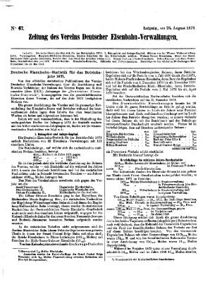 Zeitung des Vereins Deutscher Eisenbahnverwaltungen (Eisenbahn-Zeitung) Montag 25. August 1873