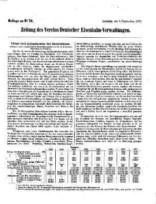 Zeitung des Vereins Deutscher Eisenbahnverwaltungen (Eisenbahn-Zeitung) Freitag 5. September 1873