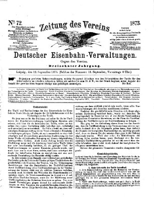 Zeitung des Vereins Deutscher Eisenbahnverwaltungen (Eisenbahn-Zeitung) Freitag 12. September 1873