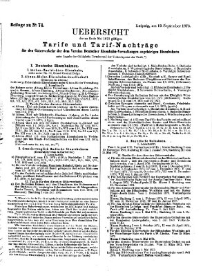 Zeitung des Vereins Deutscher Eisenbahnverwaltungen (Eisenbahn-Zeitung) Freitag 19. September 1873