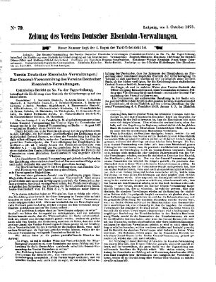 Zeitung des Vereins Deutscher Eisenbahnverwaltungen (Eisenbahn-Zeitung) Mittwoch 1. Oktober 1873