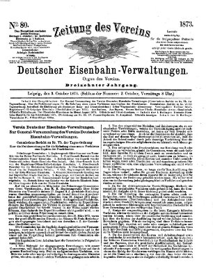 Zeitung des Vereins Deutscher Eisenbahnverwaltungen (Eisenbahn-Zeitung) Freitag 3. Oktober 1873