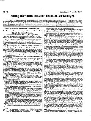 Zeitung des Vereins Deutscher Eisenbahnverwaltungen (Eisenbahn-Zeitung) Montag 6. Oktober 1873