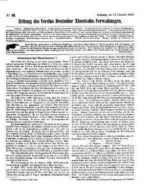 Zeitung des Vereins Deutscher Eisenbahnverwaltungen (Eisenbahn-Zeitung) Montag 13. Oktober 1873