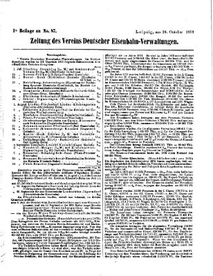 Zeitung des Vereins Deutscher Eisenbahnverwaltungen (Eisenbahn-Zeitung) Freitag 24. Oktober 1873