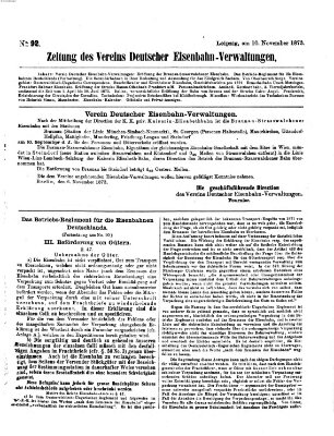 Zeitung des Vereins Deutscher Eisenbahnverwaltungen (Eisenbahn-Zeitung) Montag 10. November 1873