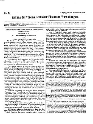 Zeitung des Vereins Deutscher Eisenbahnverwaltungen (Eisenbahn-Zeitung) Montag 24. November 1873