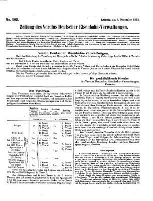 Zeitung des Vereins Deutscher Eisenbahnverwaltungen (Eisenbahn-Zeitung) Montag 8. Dezember 1873