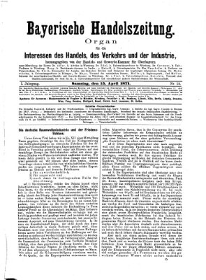 Bayerische Handelszeitung Samstag 15. April 1871