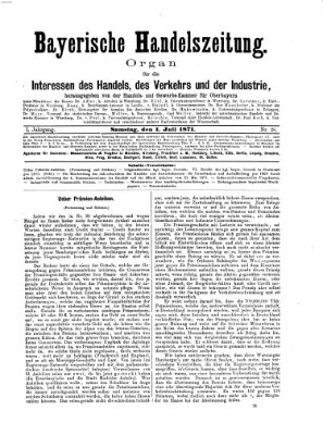 Bayerische Handelszeitung Samstag 1. Juli 1871