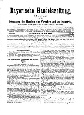 Bayerische Handelszeitung Samstag 15. Juli 1871