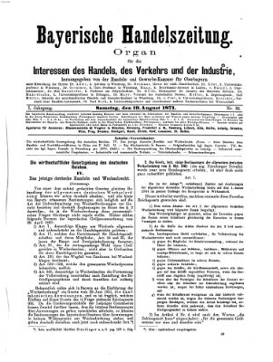 Bayerische Handelszeitung Samstag 19. August 1871