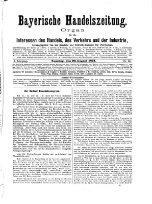 Bayerische Handelszeitung Samstag 26. August 1871