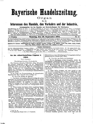 Bayerische Handelszeitung Samstag 16. September 1871