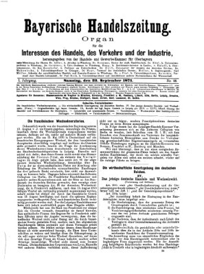 Bayerische Handelszeitung Samstag 23. September 1871