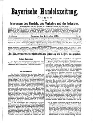 Bayerische Handelszeitung Samstag 7. Oktober 1871