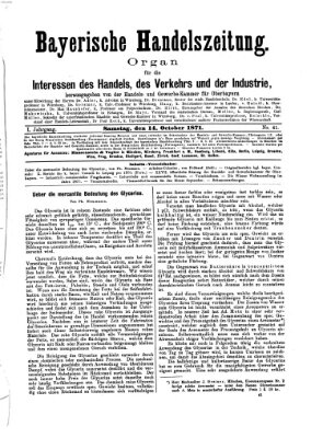 Bayerische Handelszeitung Samstag 14. Oktober 1871