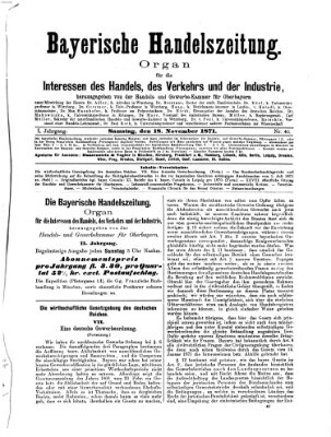 Bayerische Handelszeitung Samstag 18. November 1871