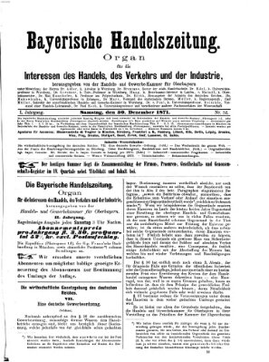 Bayerische Handelszeitung Samstag 30. Dezember 1871