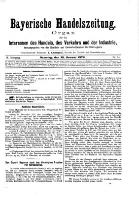 Bayerische Handelszeitung Samstag 13. Januar 1872