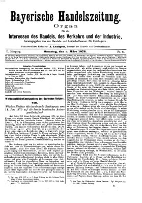 Bayerische Handelszeitung Samstag 2. März 1872