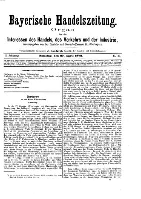 Bayerische Handelszeitung Samstag 27. April 1872