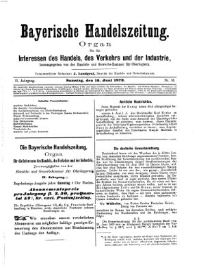 Bayerische Handelszeitung Samstag 15. Juni 1872