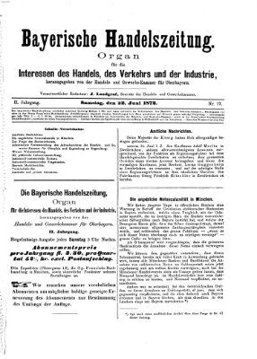 Bayerische Handelszeitung Samstag 22. Juni 1872