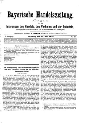 Bayerische Handelszeitung Samstag 13. Juli 1872